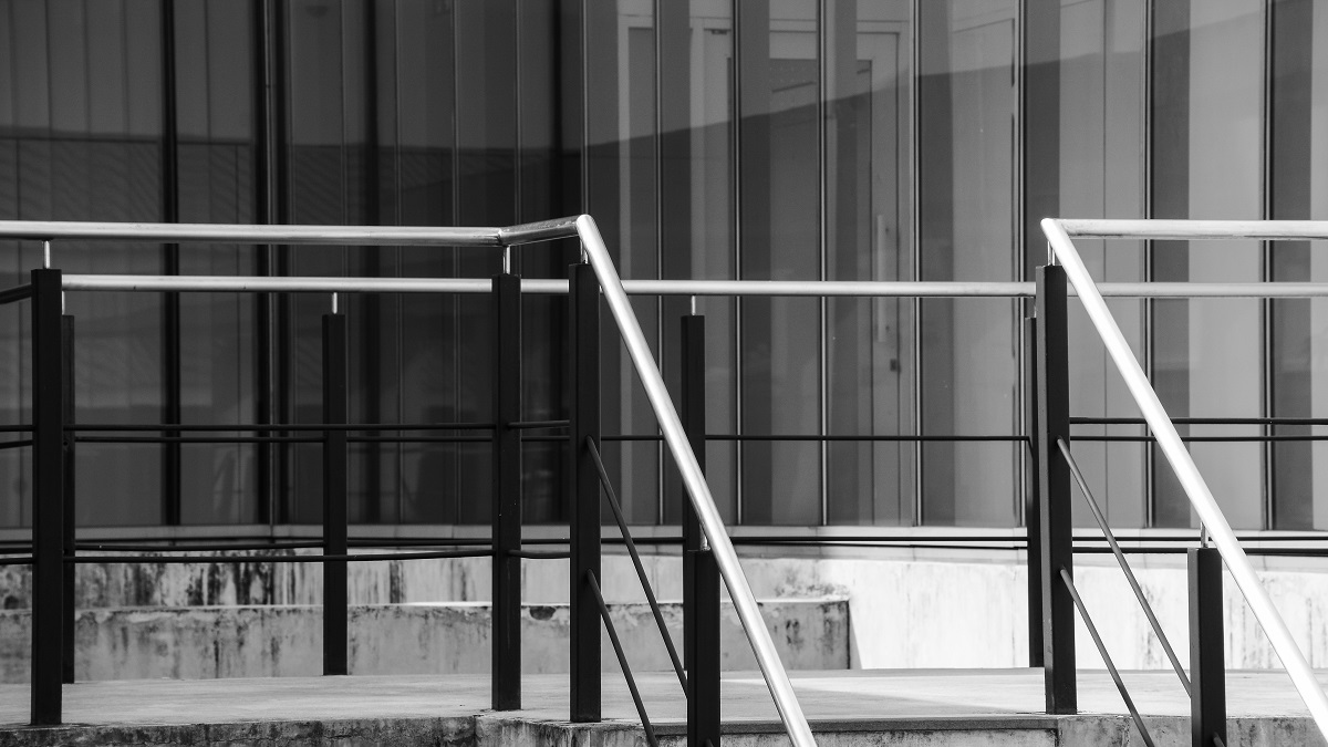 Metal Railing At The Facade Building Monochrome