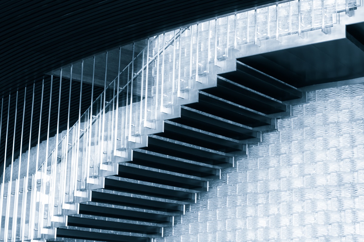 Modern Office Building Stairway Glass With Windows