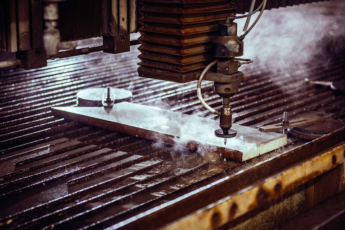 Water Jet Cutter Machine Cutting Steel Plate